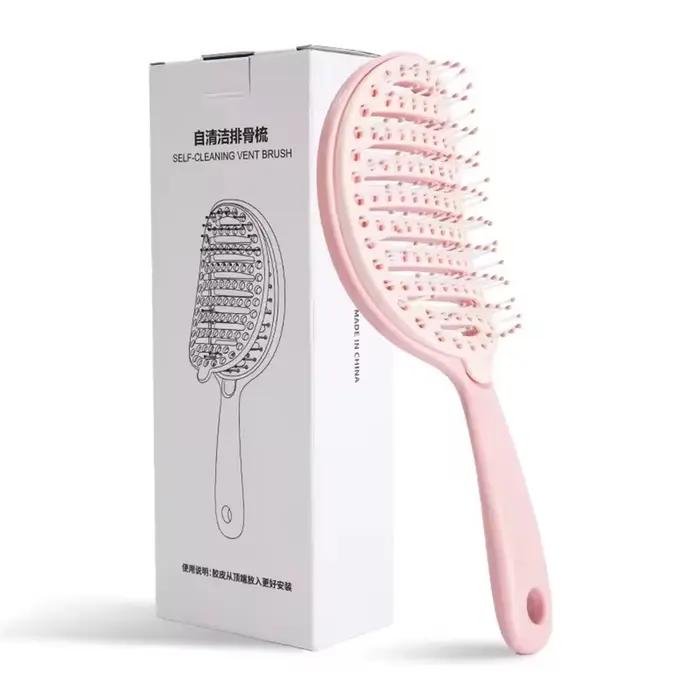 Brosse à cheveux autonettoyante et masseur du cuir chevelu, brosse volumisante Anti-frisottis, outil