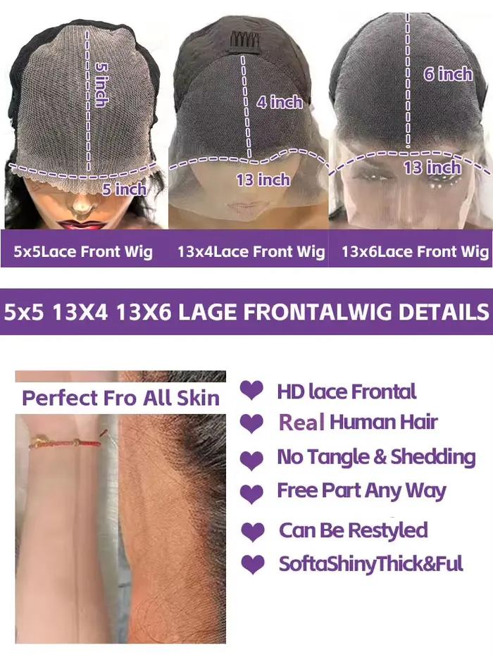 Vague de corps 13x6 Hd dentelle frontale perruque cheveux humains sans colle humide et ondulé perruq