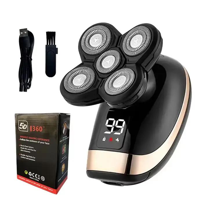 Rasoir électrique 5 en 1 pour hommes, Machine à raser Rechargeable, pour barbe, humide et sec, doubl