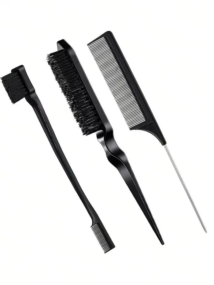 Brosse à cheveux en poils de sanglier pour queue de cheval lisse, chignon soigné et lissage des baby