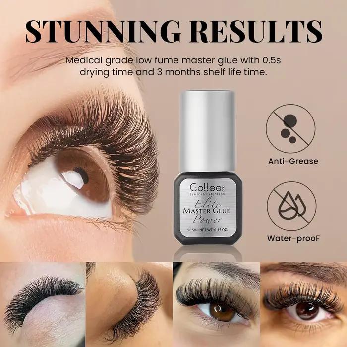 Gollee colle à cils 0.5s séchage rapide faible humidité colle d'extension de cils noir hypoallergéni
