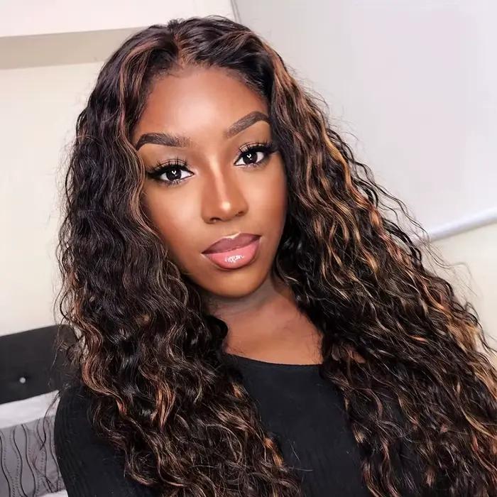 Perruque Lace Front Ombrée avec mèches, 40 pouces, bouclée, 13x6 13x4, Lace Frontal HD, Cheveux Huma
