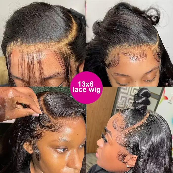 Sophia-Perruque Lace Front Brésilienne Naturelle pour Femme, Cheveux Lisses, Densité 200, 30, 40, 42