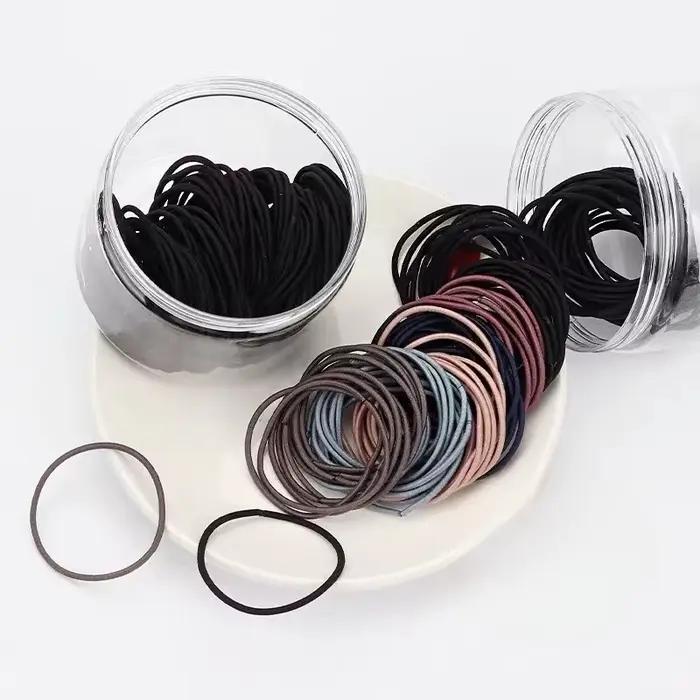 Bandeau élastique noir pour femmes, corde à cheveux pour filles, pince à queue de cheval de couleur 
