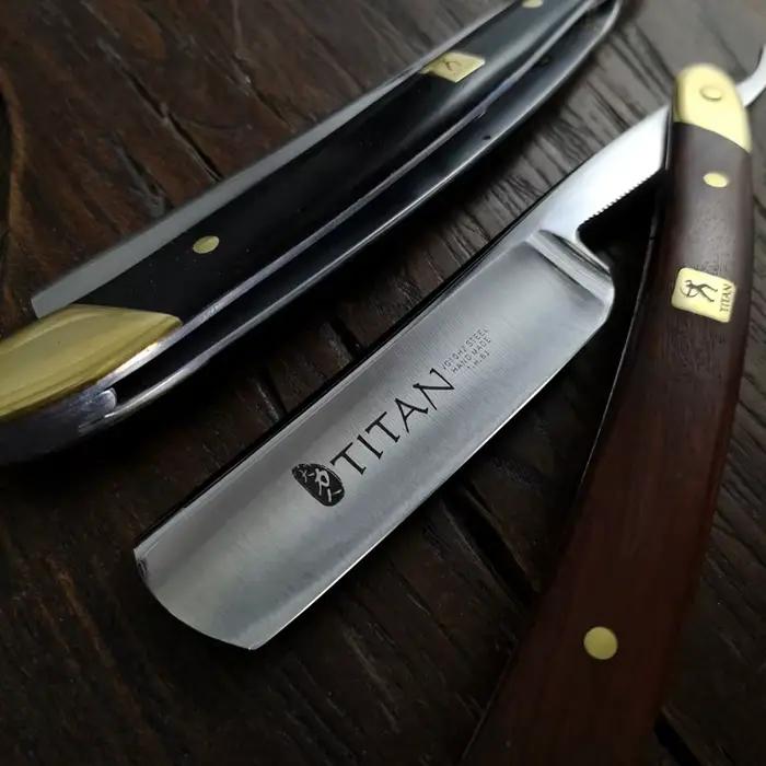 Titan – rasoir droit pour barbier, pour barbe, couteau de rasage pour hommes, sécurité