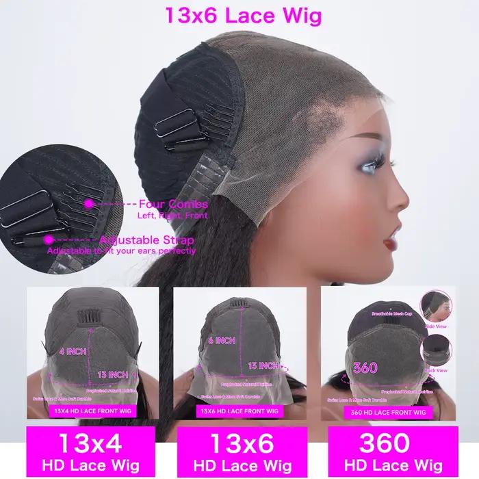 Sophia-Perruque Lace Front Brésilienne Naturelle pour Femme, Cheveux Lisses, Densité 200, 30, 40, 42