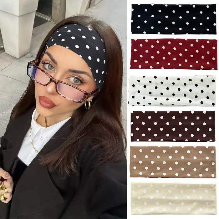 Bandeau en tissu à pois pour femme, élégant tempérament, attaches pour cheveux à large bord, bandeau