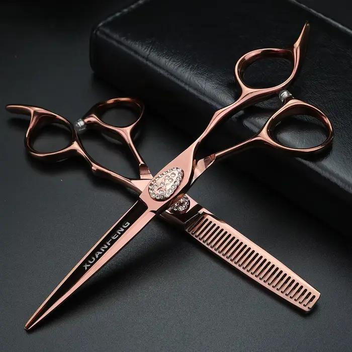 XUANFENG – ciseaux de coiffeur Champagne 6 pouces, galerie de cheveux, outils de coiffure, ciseaux d