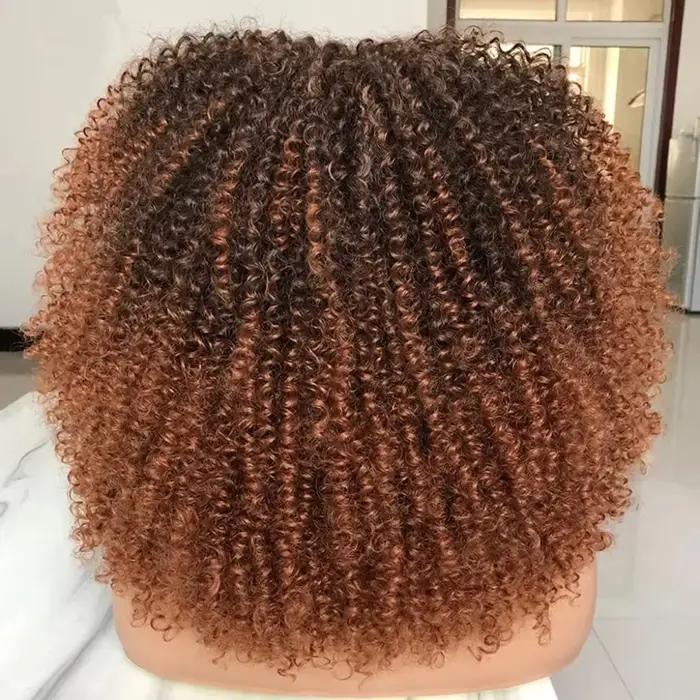 Perruques afro bouclées pour femmes noires, perruque bouclée crépue avec frange, perruque courte bou
