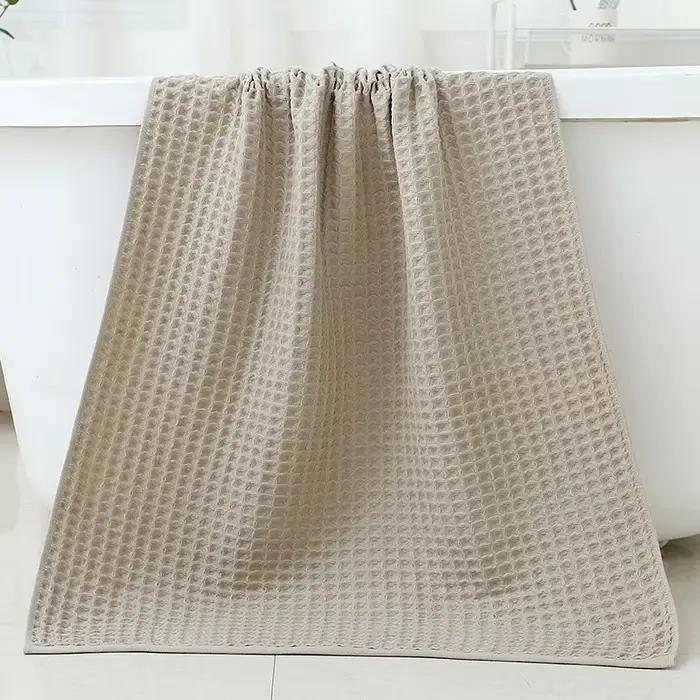 Nouvelles serviettes de bain gaufrées en microfibre, douces, absorbantes, à séchage rapide, non pelu