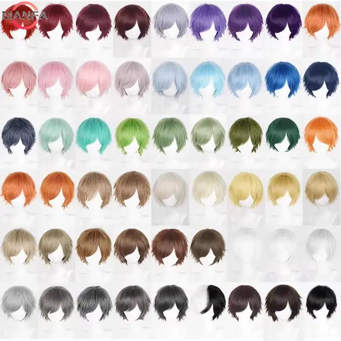 Perruque de Cosplay synthétique courte et lisse de 30cm, cheveux synthétiques résistants à la chaleu