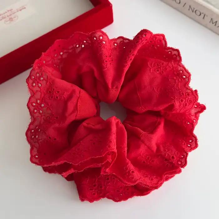 Grand accessoire pour cheveux avec nœud en dentelle rouge et blanc pour petite amie – Parfait pour l