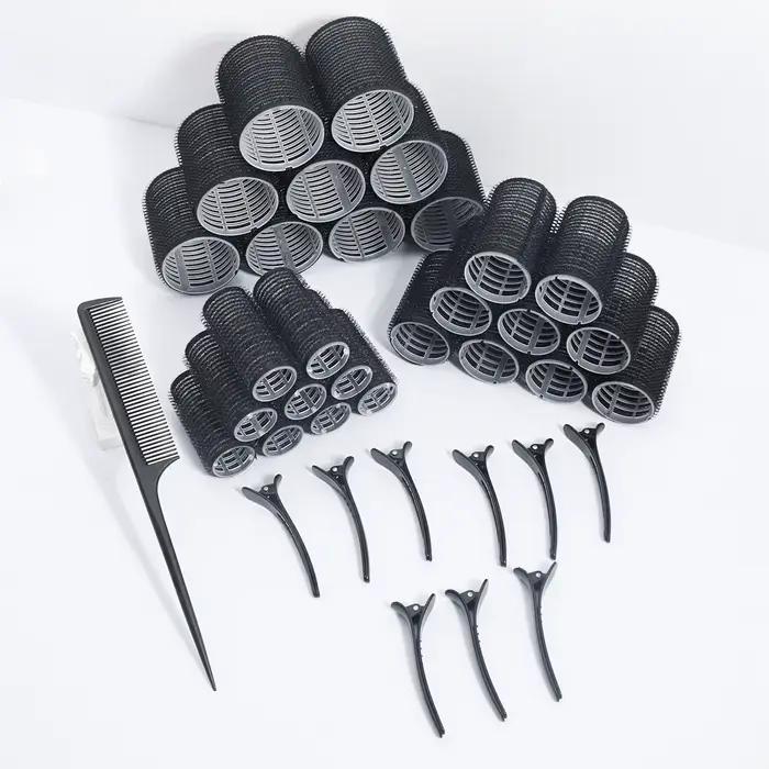 Kit d'accessoires pour cheveux, 19 pièces, bigoudi sans chaleur, pince à bec de canard, peigne à den