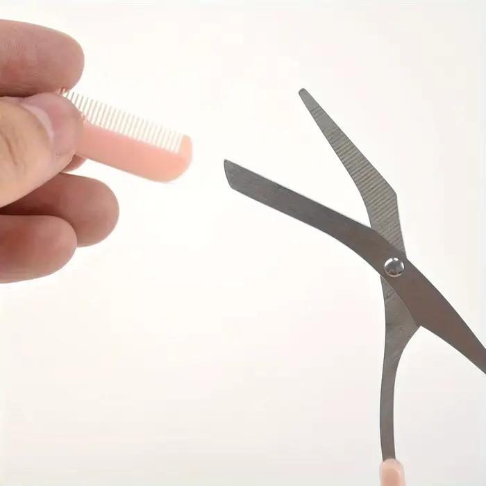 Ciseaux de coupe de sourcils roses avec peigne intégré - acier inoxydable, outil de toilettage préci
