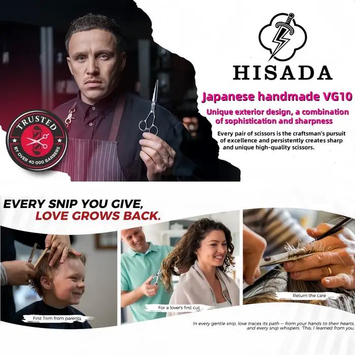 HISADA ciseaux de coiffeur professionnels 15 ciseaux de coiffure brevetés ciseaux de 6.0/6.5/7.0 pou