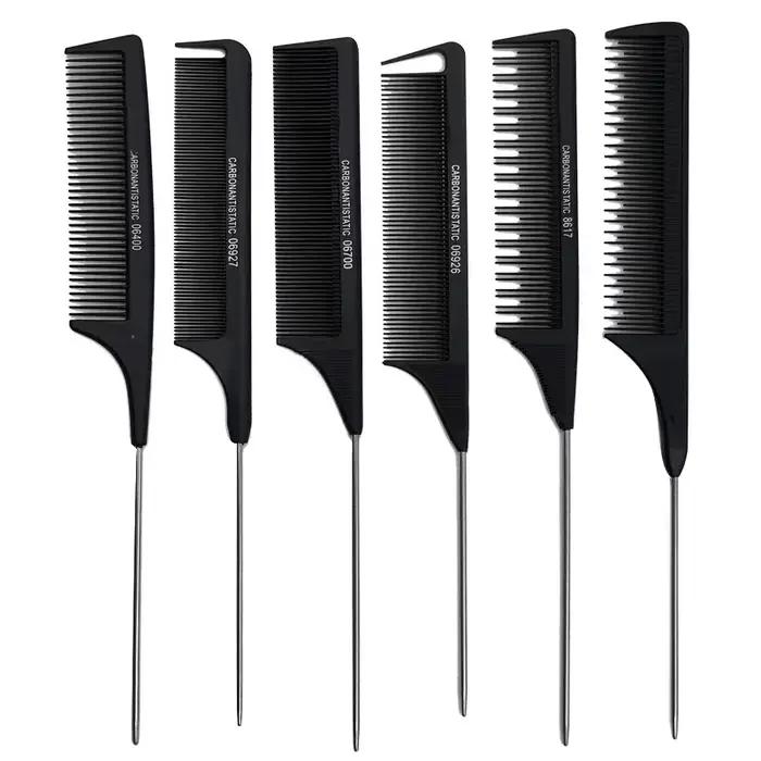 Peignes professionnels pour queue de cheveux, en acier inoxydable, pour coupe de Salon, outils de so