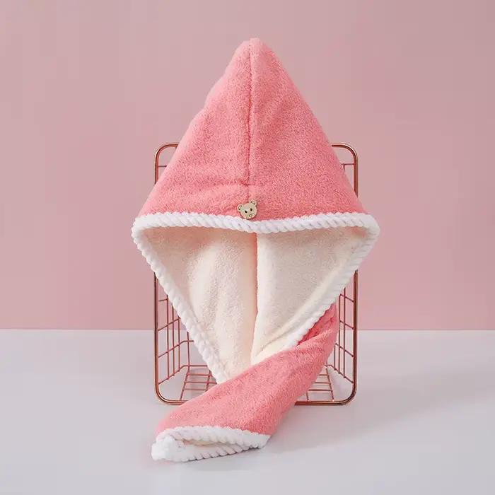 Serviette pour cheveux secs Double épaisseur, Double face, bonnet pour cheveux secs, chapeaux de bai