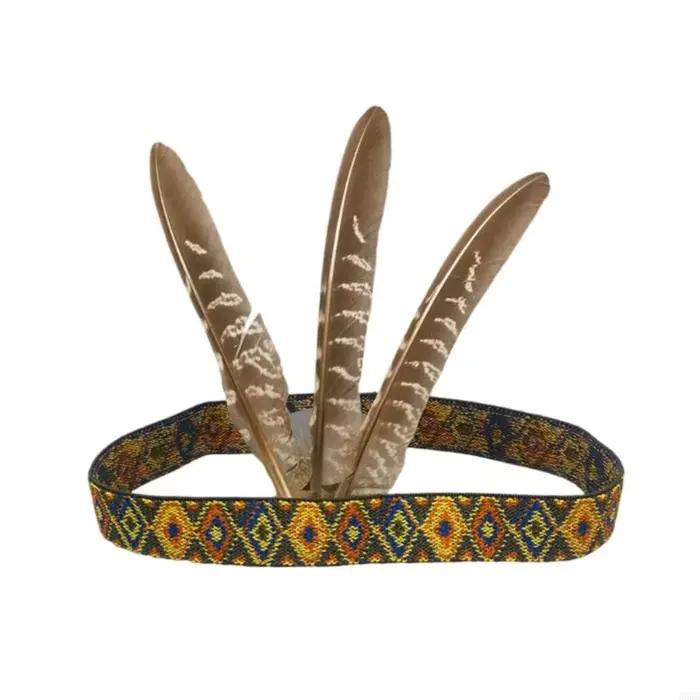 Serre-tête ethnique à plumes, coloré et léger, style indien, ornement capillaire pour célébrations