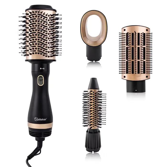 HATTEKER ionique bigoudi lisseur professionnel fer à friser chauffé brosse de coiffure Anti-brûlure 