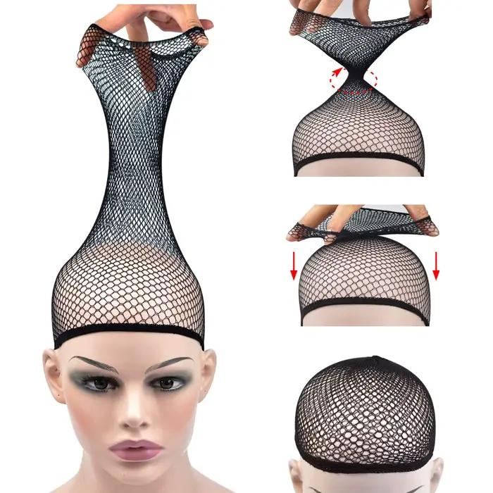 Bonnet de perruque en maille extensible, filet à cheveux noir élastique, filet de perruque en résill