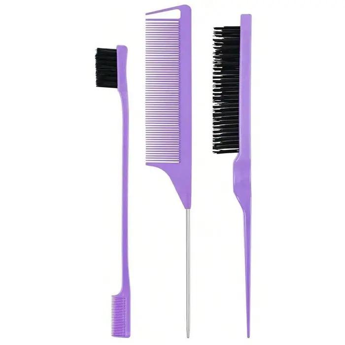 Ensemble de 3 peignes coiffants avec brosse à cheveux triple, brosse à cheveux à queue de souris, br