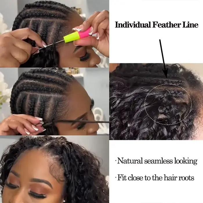 Extensions de cheveux humains bouclés birmans au crochet, sans nœuds, pré-séparées, noir naturel, te