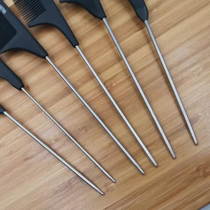 Peignes professionnels pour queue de cheveux, en acier inoxydable, pour coupe de Salon, outils de so