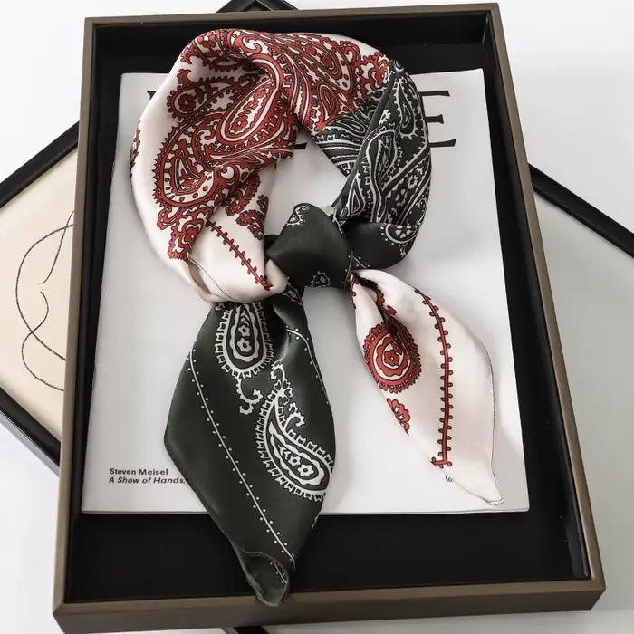 Foulard de luxe 60 couleurs pour femme, 70*70 cm, effet soie, carré, pour cheveux, châle en satin, g