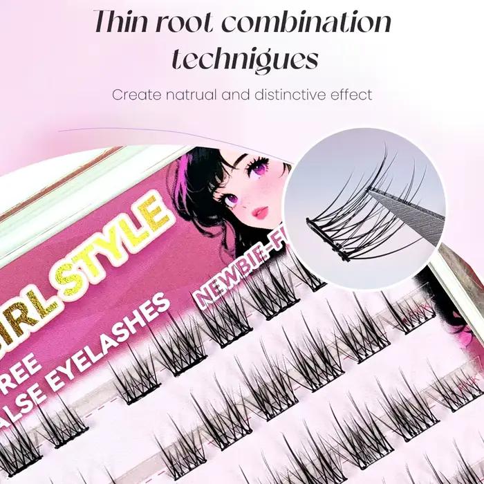 Yelix bricolage cils en grappe auto-adhésifs 10 rangées sans colle Style Manga cils sectionnés faux 