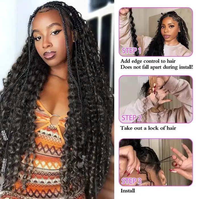 100g Cheveux humains pour tresses bohèmes, Ondes profondes, Cheveux à tresser en vrac, Bouclés profo