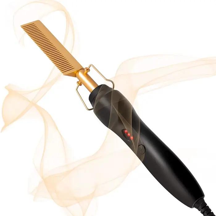 Brosse à lisser les cheveux Portable 2 en 1, peigne chaud, outil électrique pour lisser les cheveux,