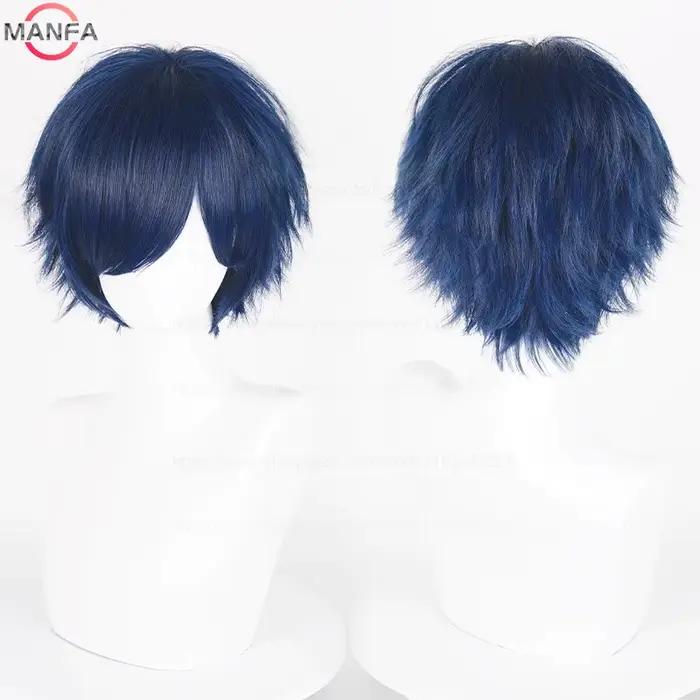 Perruque de Cosplay synthétique courte et lisse de 30cm, cheveux synthétiques résistants à la chaleu