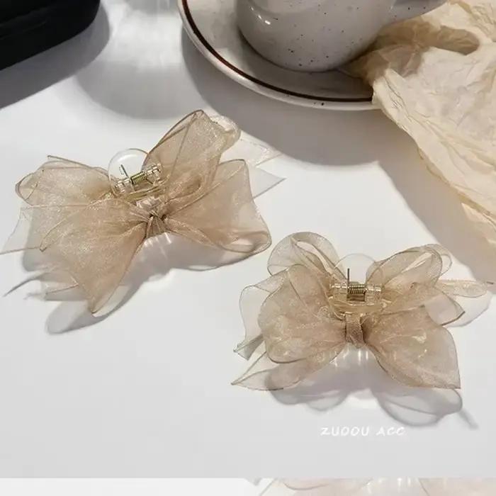 Pince à cheveux en maille avec nœud papillon noir mat, 2 pièces, petite épingle à cheveux pour fille