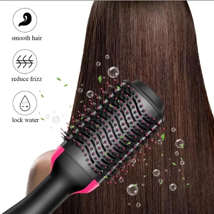 Brosse Soufflante Chauffante Professionnelle pour Cheveux Femme – Sèche-Cheveux Portable et Brosse É