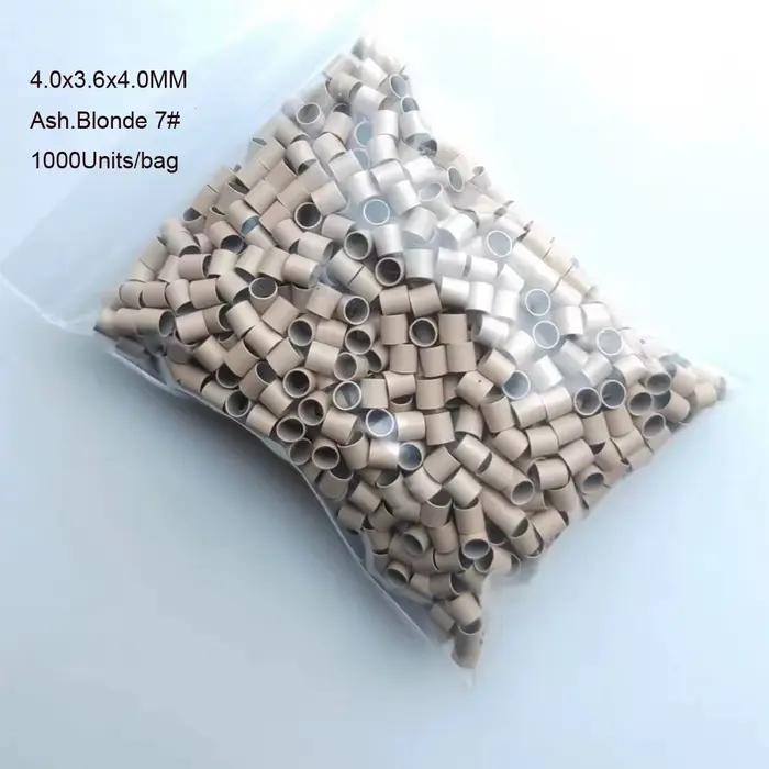 Micro-anneaux 1000 pièces, micro-tubes en cuivre 4,0x3,6x4,0mm, anneaux pour extensions capillaires,