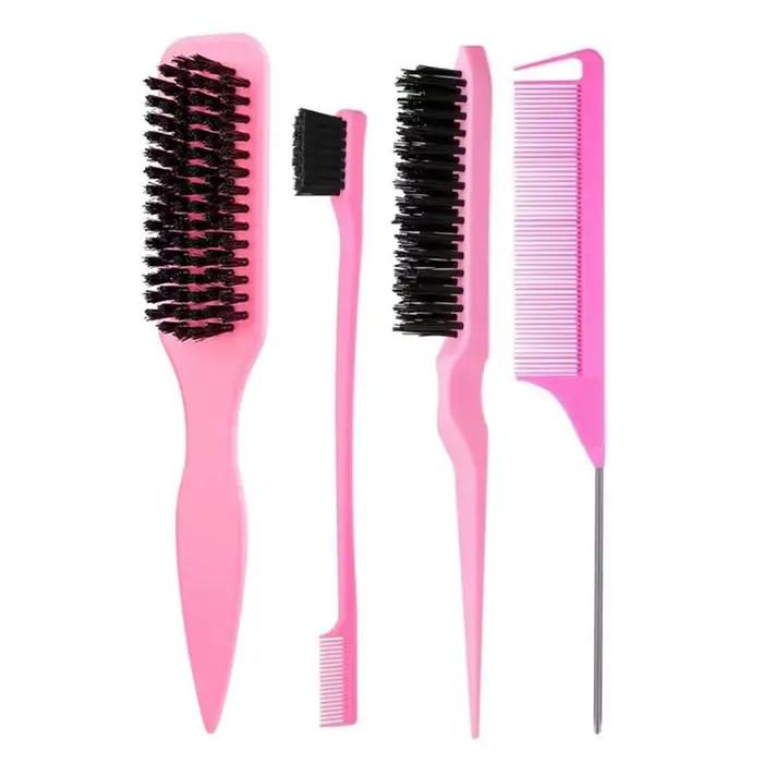 Brosse à cheveux en poils de sanglier pour chignon élégant en queue de cheval et lissage des poils d