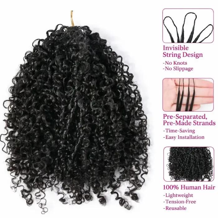Extensions de cheveux humains bouclés au crochet 12A, petites spirales, boucles profondes Pixie, che