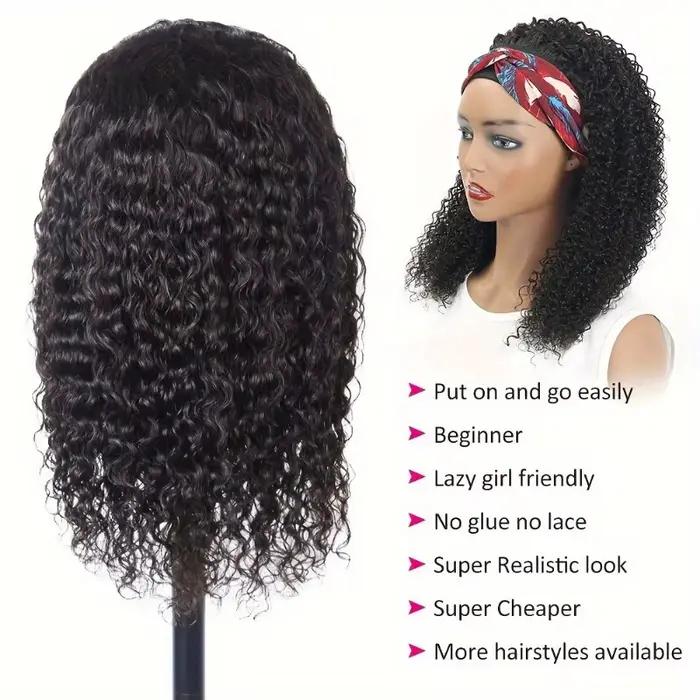 200% densité perruque de cheveux humains bandeau court Bob perruque naturel noir court bouclé Bob co