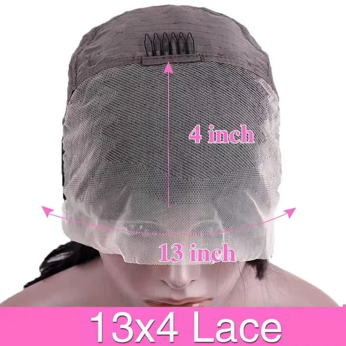 Perruques frontales en dentelle HD transparente 13x6, cheveux brésiliens lisses courts, densité 200%
