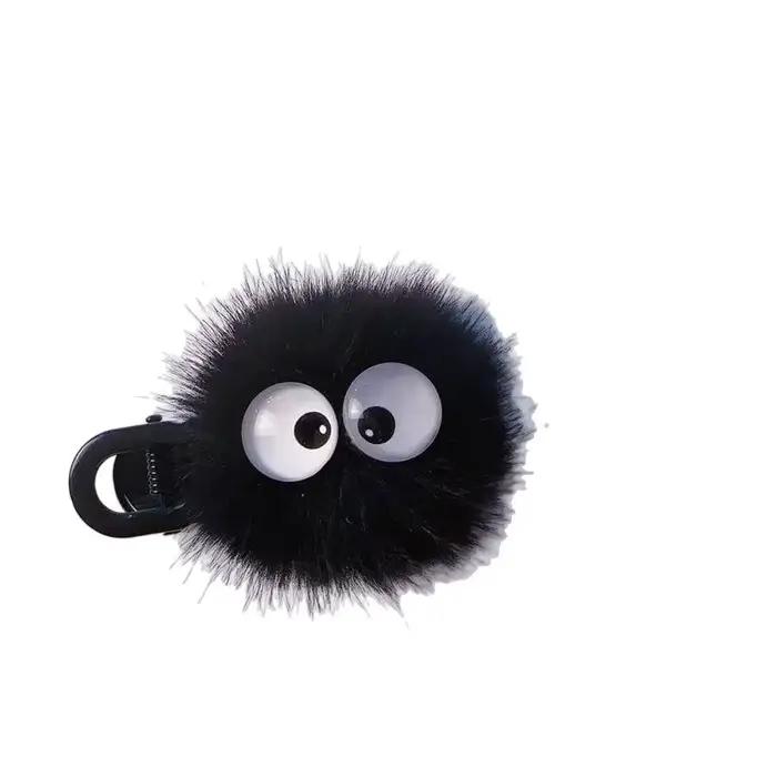 Jolie pince à cheveux noire floue pour femmes – Design de grands yeux, accessoires de cheveux adorab