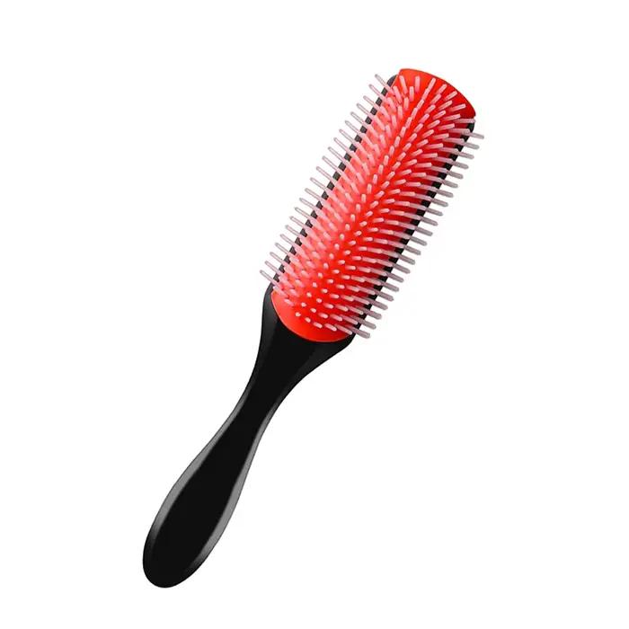 9-Rows Cushion Nylon Bristle Hair Brush Classic Detangling Wet Dry Curly Hair Defining Separating Sh