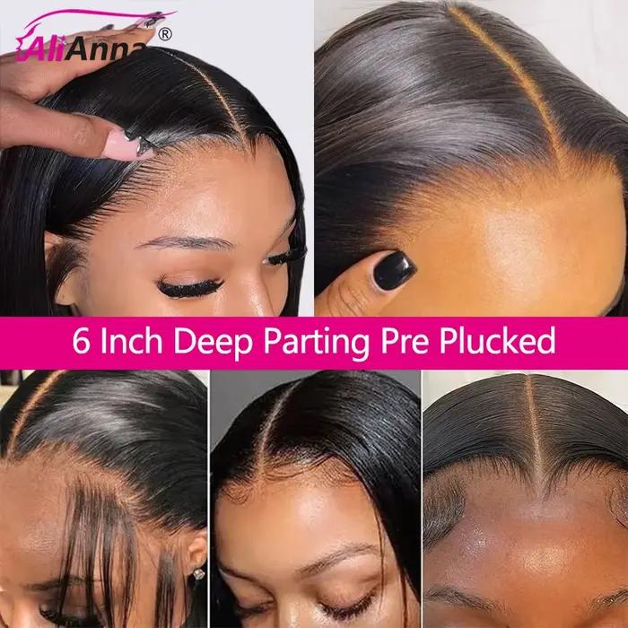 Perruque Closure 2x6 HD Lace Closure Cheveux Humain Brésiliennes 14-24 Pouces Postiche Cheveux Natur