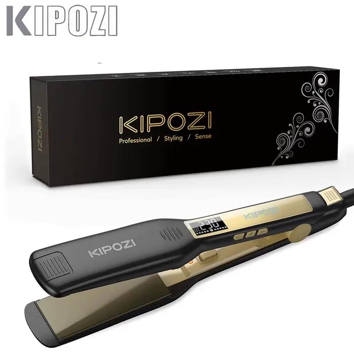 KIPOZI – fer plat professionnel en titane, fer à lisser avec écran numérique LCD, fer à friser à cha
