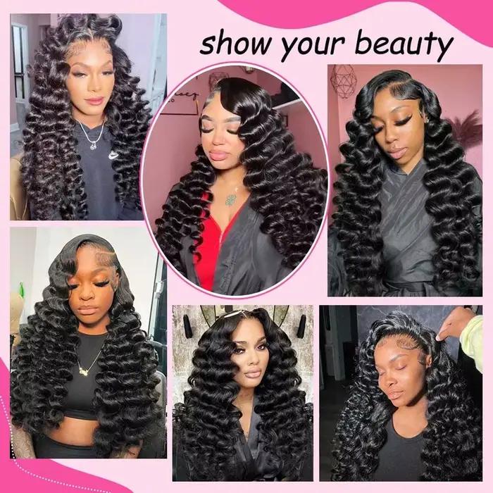 42 40 pouces cheveux humains 13x6 13x4 HD dentelle frontale perruque sans colle lâche vague profonde
