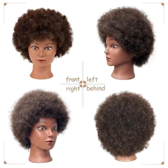 Tête de mannequin afro 100% cheveux réels, tête d'entraînement, tête de coiffure, tête de poupées tr