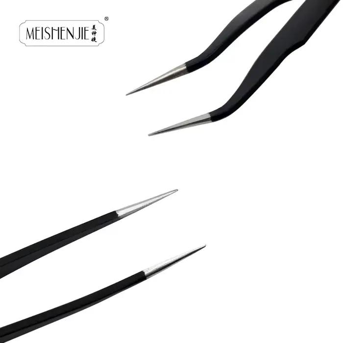 MEISHENJIE-Pince à épiler en acier inoxydable pour faux cils, outil de maquillage pour extensions d'