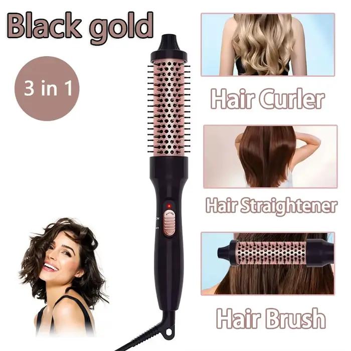 Brosse thermique 3 en 1, fer à friser chauffant, bigoudi en céramique, brosse volumisante, outil de 