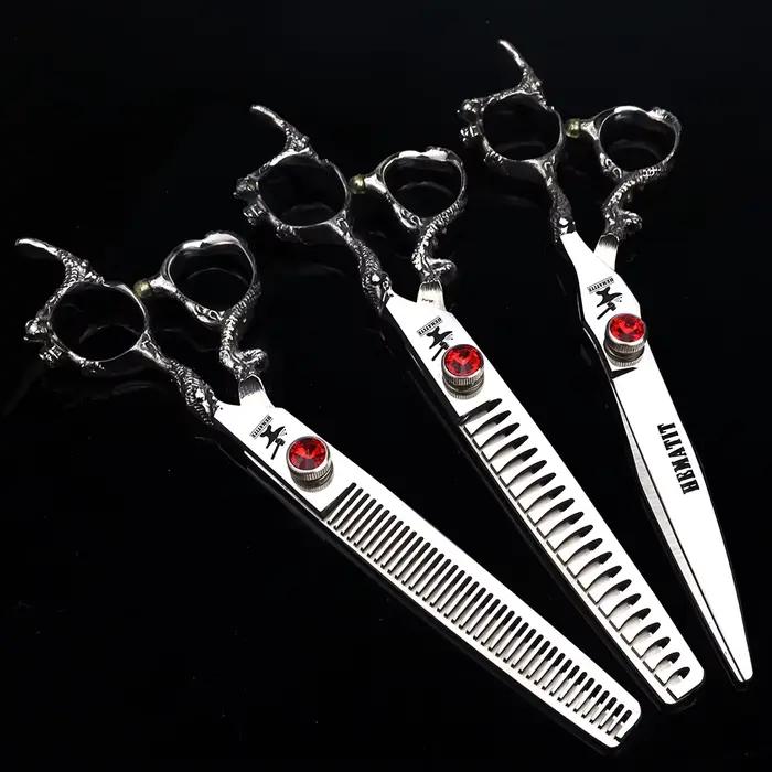 Ciseaux de barbier japonais en acier 440C, poignée Dragon 6 "7", ciseaux professionnels pour couper 