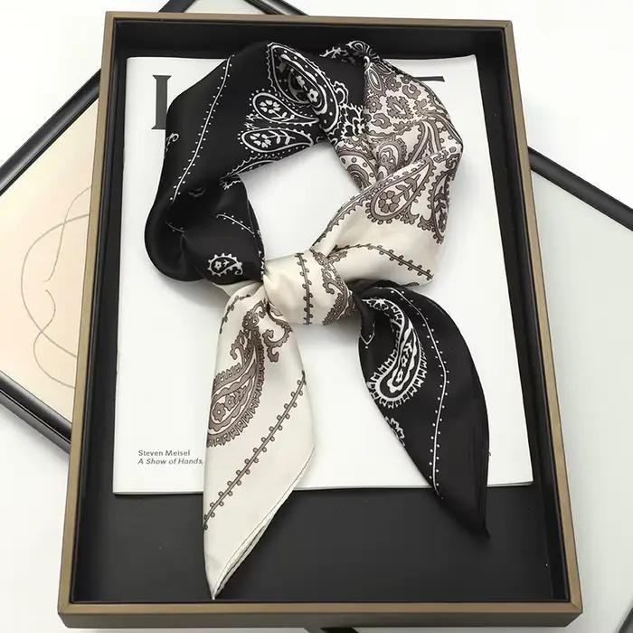Foulard de luxe 60 couleurs pour femme, 70*70 cm, effet soie, carré, pour cheveux, châle en satin, g
