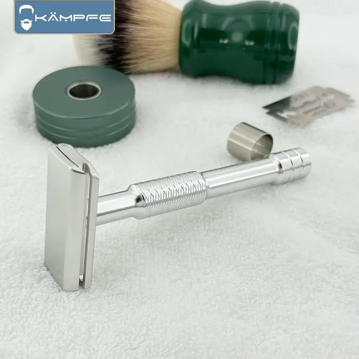 Rasoir de sécurité manuel Kampfe CNC avec 5 lames de rechange, outils de salon de coiffure, cadeaux 